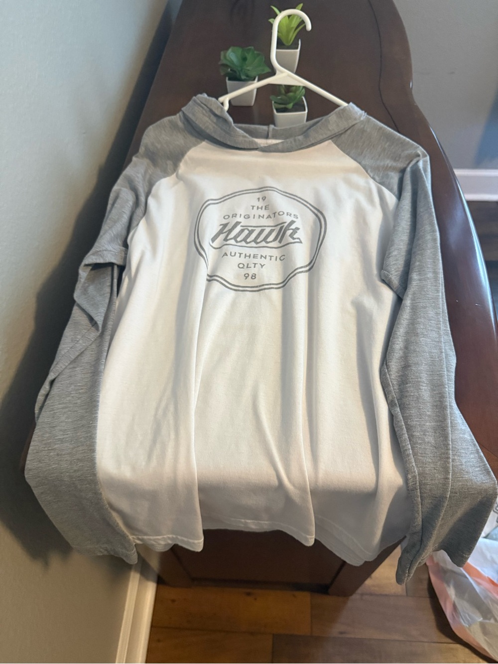 Tony Hawk White Body with Gray Raglan Long-Sleeve Tee
